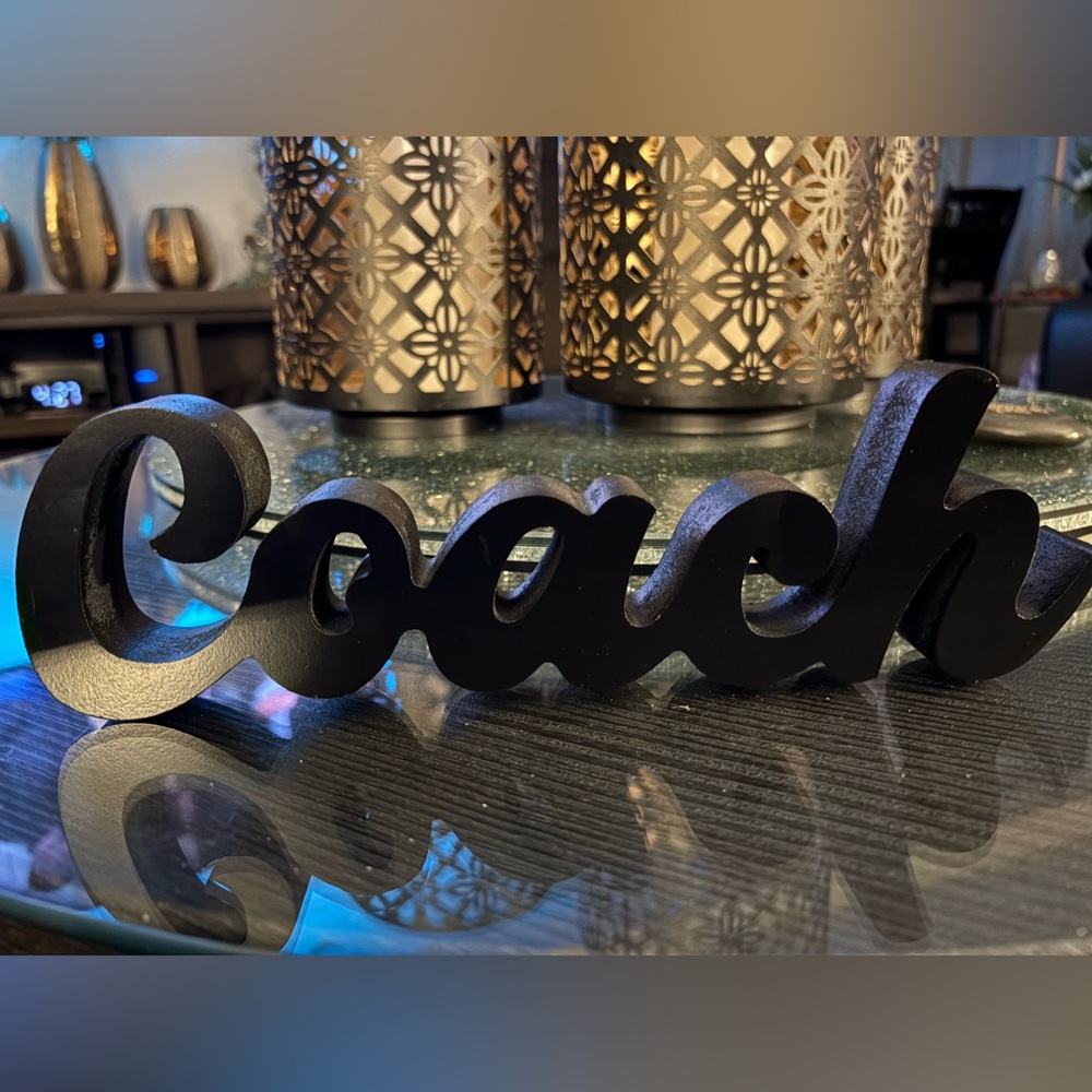 Coach-Coach Black Wood Word - Handcrafted Sign for decoration 12x2x4
